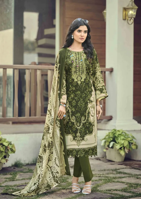 Unstitched_Olive_Green_Cotton_Embroidered__Salwar_Kameez_Suit_With_Dupatta_For_Women