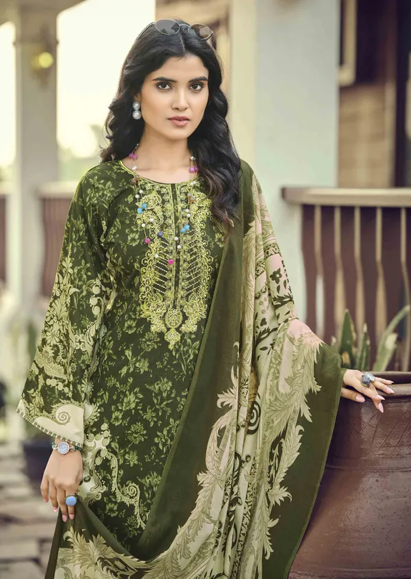 Unstitched_Olive_Green_Cotton_Embroidered__Salwar_Kameez_Suit_With_Dupatta_For_Women