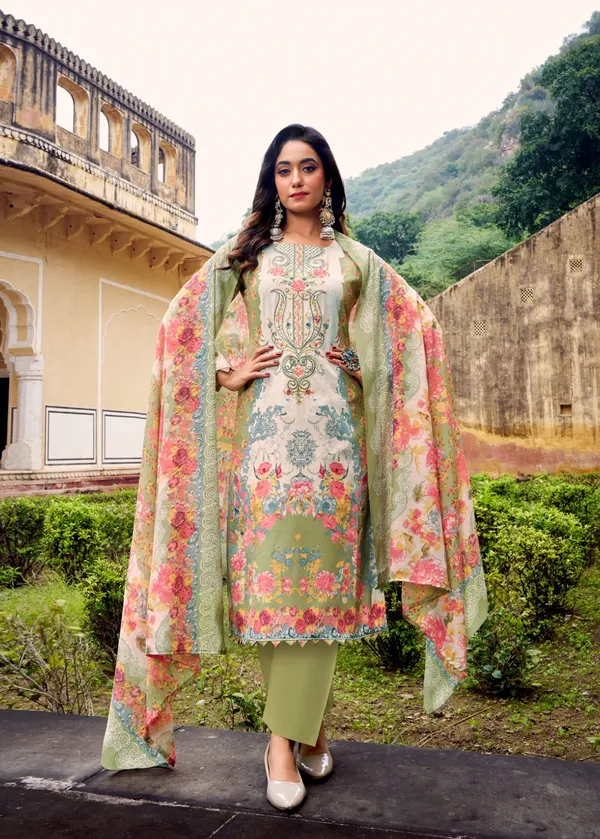 Unstitched_Olive_Green_Cotton_Embroidered__Salwar_Kameez_With_Dupatta_For_Women
