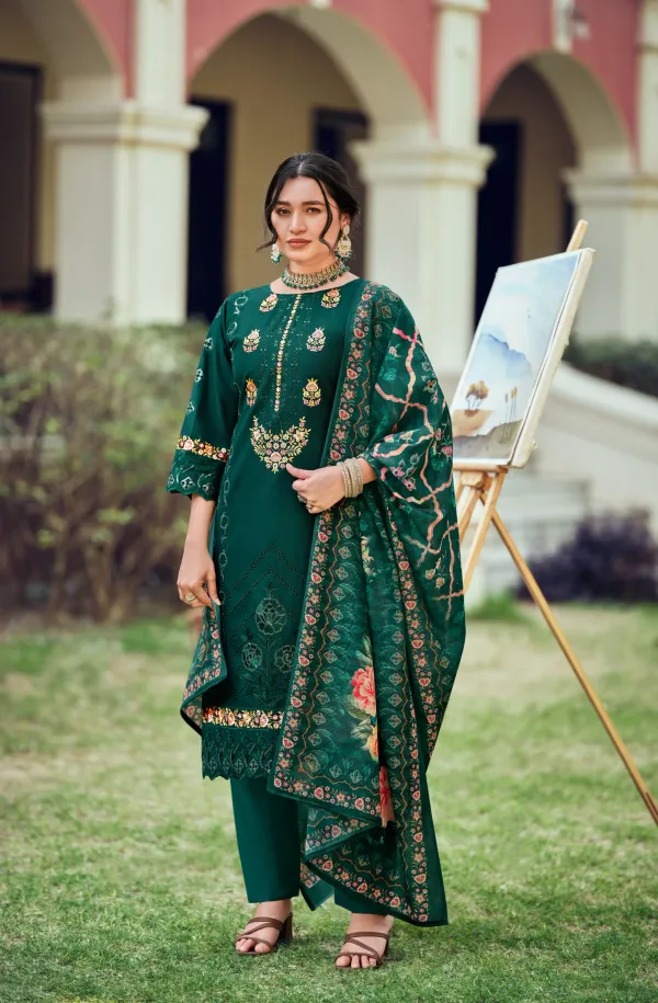 Unstitched_Pakistani_Suit_Pure_Cotton_Dress_Material_Bottle_Green__Embroidered_Salwar_Kameez