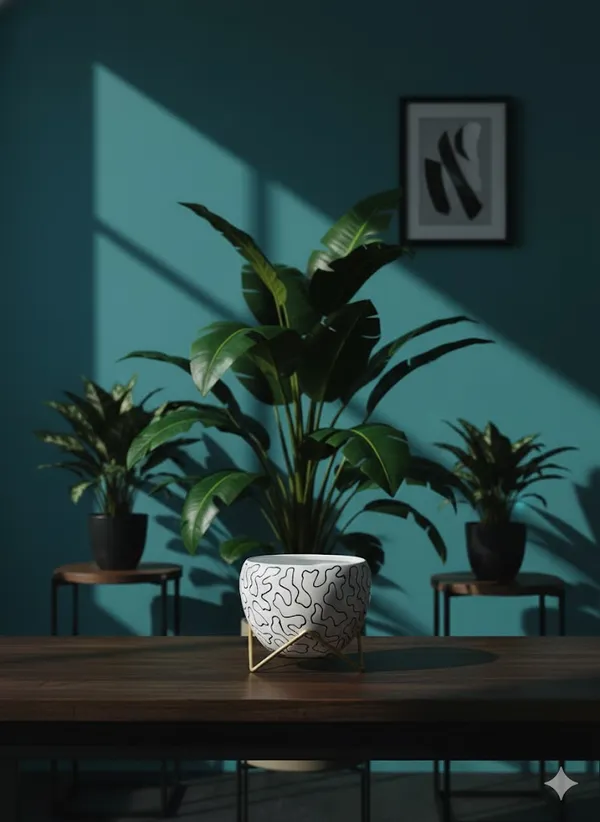 Modern_Abstract_Line_Print_Spherical_Planter_With_Gold_Stand