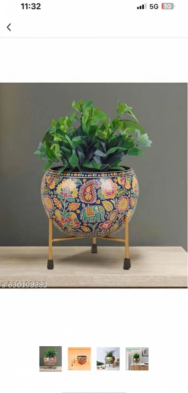 Traditional_Paisley_Floral_Print_Planter_With_Gold_Stand