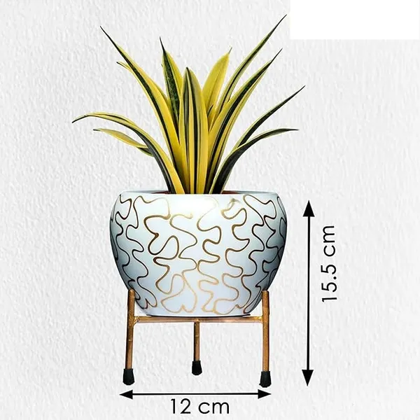 Metal_Contemporary_Abstract_Pattern_Indoor_Planter_With_Stand