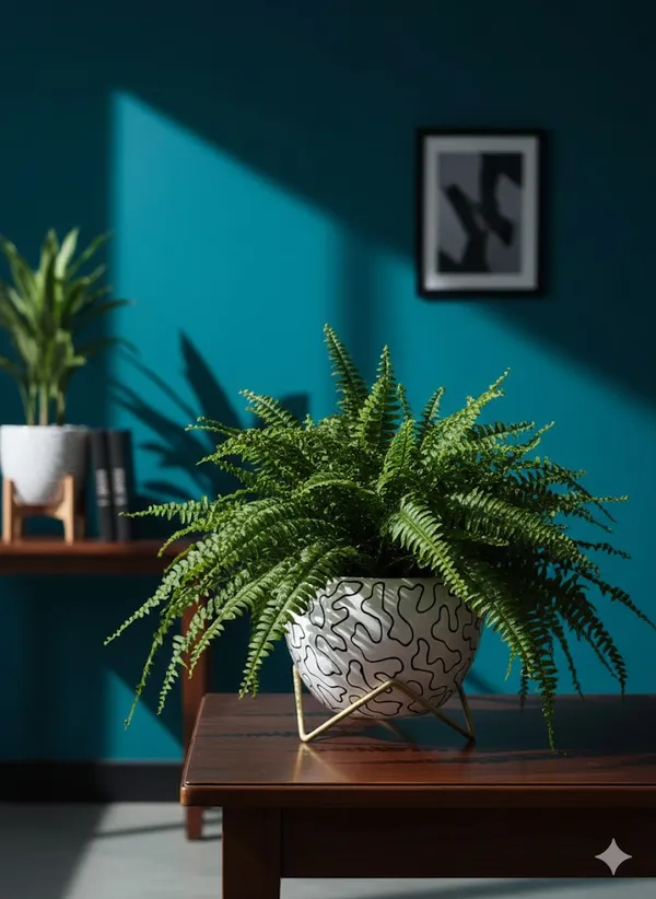 Modern_Abstract_Line_Print_Spherical_Planter_With_Gold_Stand
