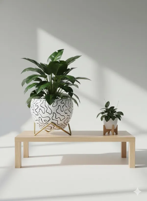 Modern_Abstract_Line_Print_Spherical_Planter_With_Gold_Stand