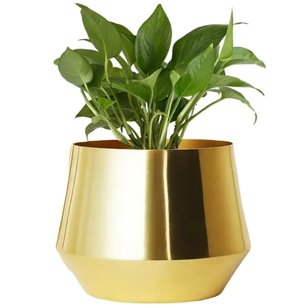 Metal_Modern_Solid_Gold_Tapered_Indoor_Planter_Pot