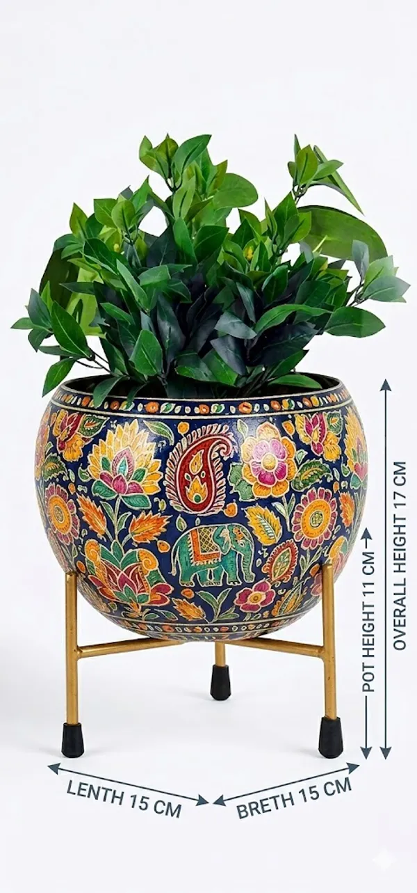 Traditional_Paisley_Floral_Print_Planter_With_Gold_Stand