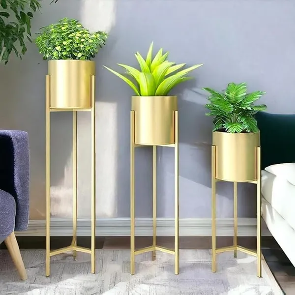 Metal_Gold_Cylindrical_Indoor_Garden_Planter_With_Stand_Set_Of_3