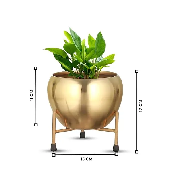 Metal_Modern_Solid_Gold_Round_Planter_With_Stand