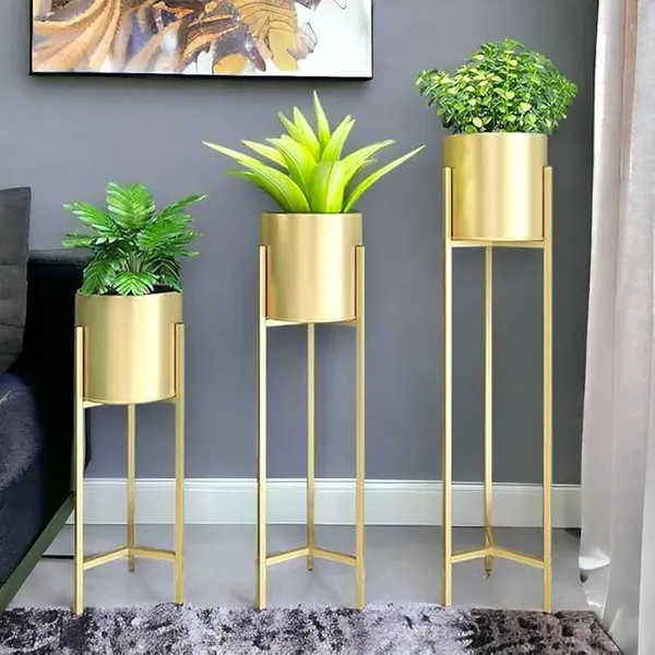 Metal_Gold_Cylindrical_Indoor_Garden_Planter_With_Stand_Set_Of_3