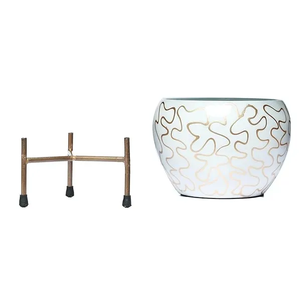Metal_Contemporary_Abstract_Pattern_Indoor_Planter_With_Stand