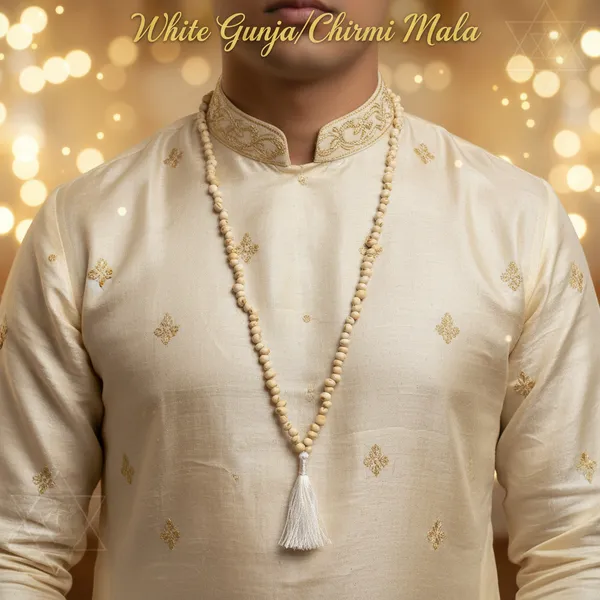 White_Chirmi_Gunja_Mala_For_Unisex