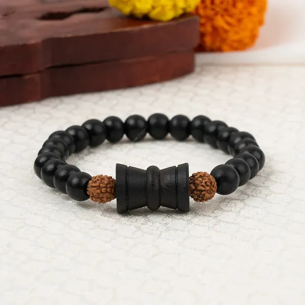 Rudraksha_Karungali_Healing_Bracelet_With_Damru_8Mm
