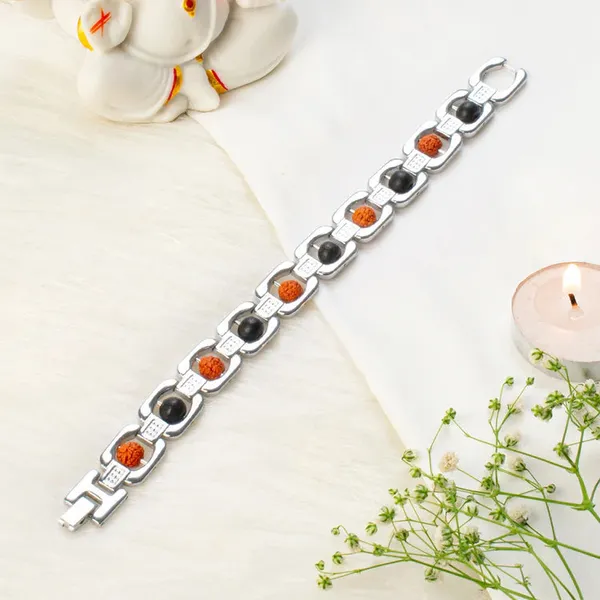 Metal_Rudraksha_And_Karungali_Bracelet_Silver