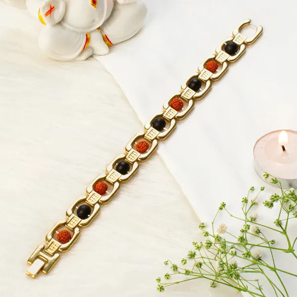Metal_Rudraksha_And_Karungali_Bracelet_Gold