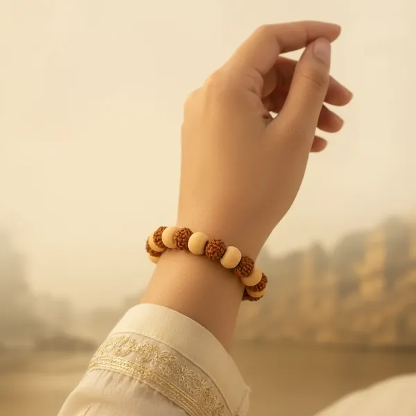 Kashi_Siddh_5_Mukhi_Rudraksha_Tulsi_Bracelet