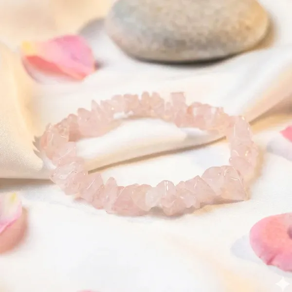Rose_Quartz_Chips_Bracelet_Stretchable