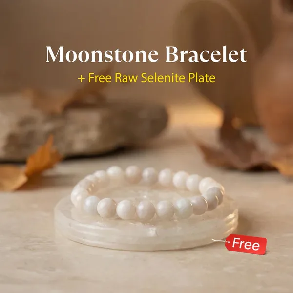 Moonstone_Bracelet_With_Free_Raw_Selenite_Plate