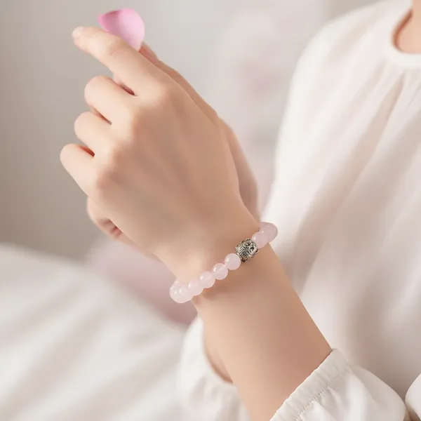 Rose_Quartz_Bracelet_With_Free_Raw_Selenite_Plate