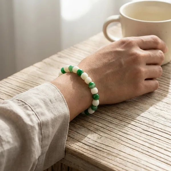 Green_And_White_Lucky_Charm_Bracelet_For_Unisex