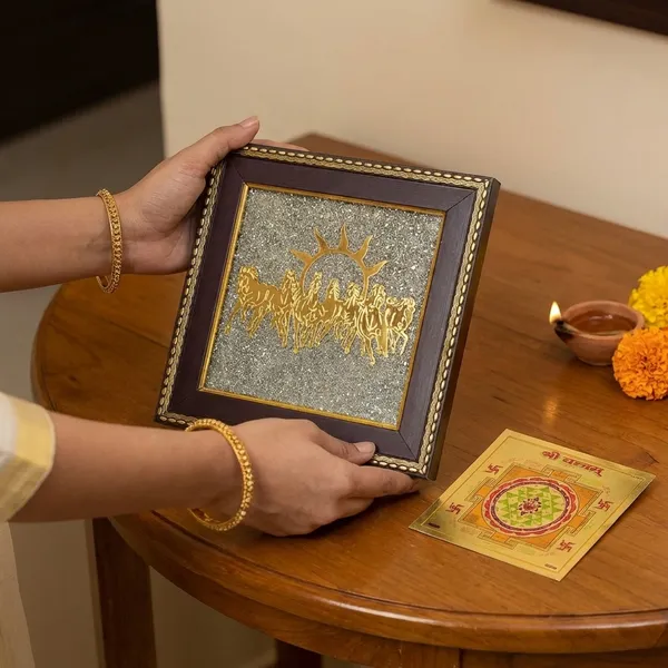 7_Horses_On_Raw_Pyrite_Frame_With_Free_Shree_Yantra_6_Inch