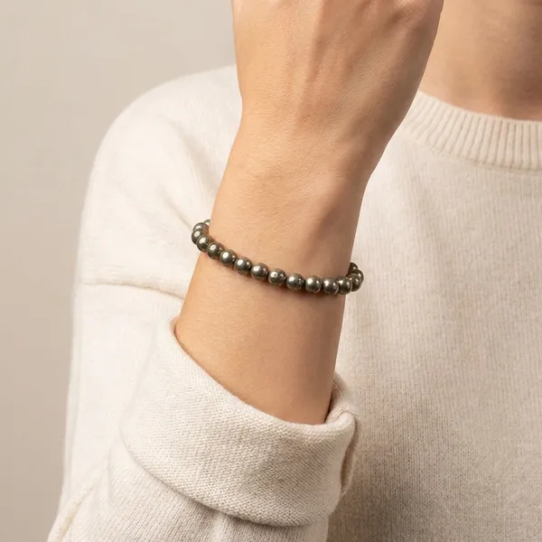 Raw_Pyrite_Bracelet_Women_6Mm_Beads