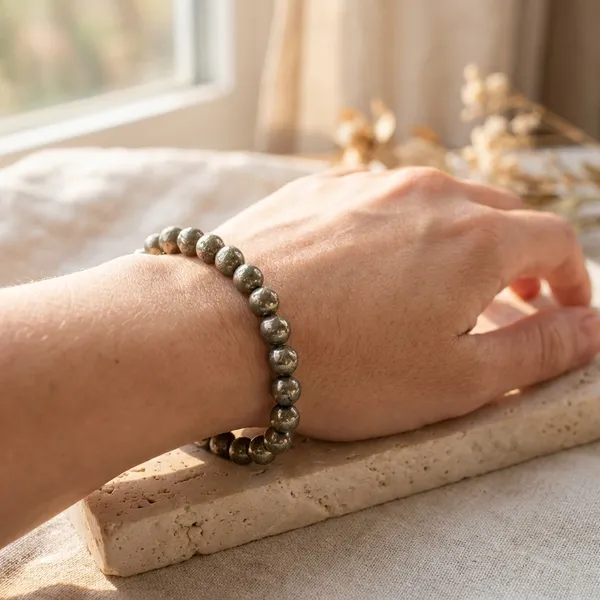 Raw_Pyrite_Bracelet_Women_6Mm_Beads