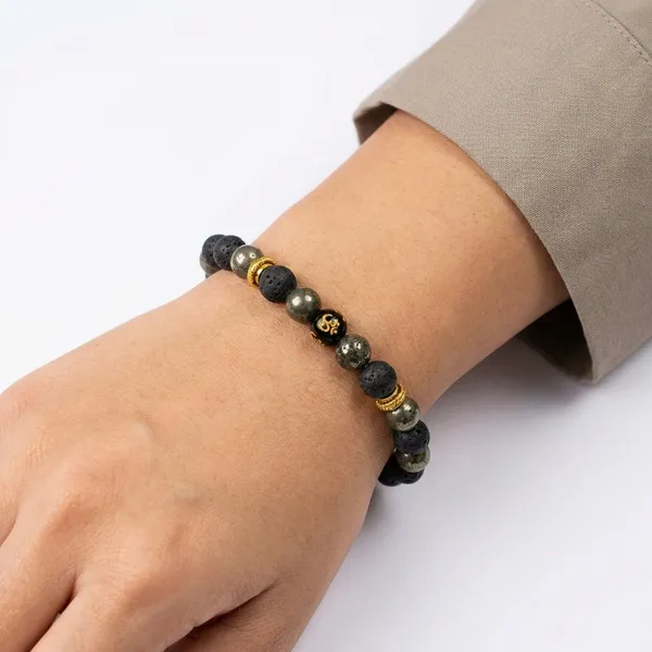 Multicolor_Metal_Raw_Pyrite_Bracelet_Gold_For_Unisex