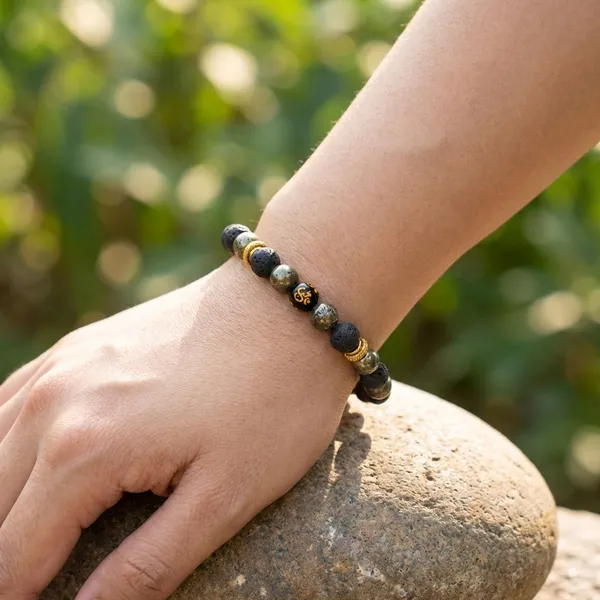 Multicolor_Metal_Raw_Pyrite_Bracelet_Gold_For_Unisex