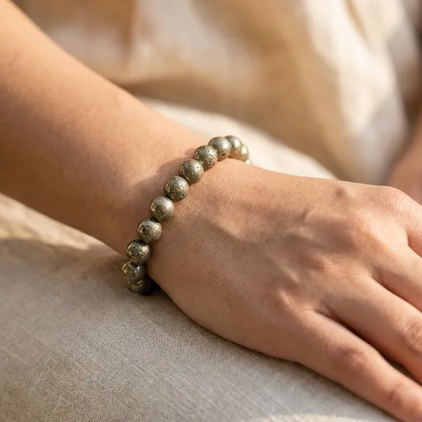 Raw_Pyrite_Bracelet_With_Free_Raw_Selenite_Plate