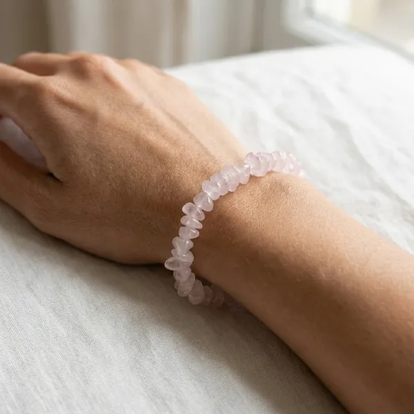 Rose_Quartz_Chips_Bracelet_Stretchable
