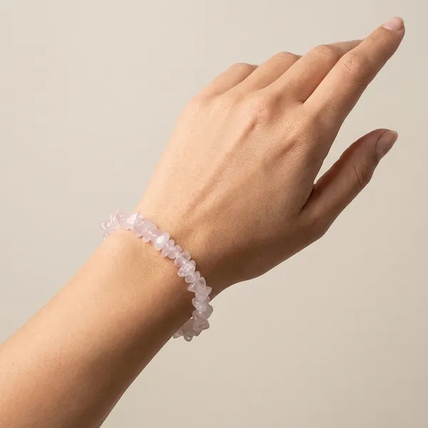 Rose_Quartz_Chips_Bracelet_Stretchable