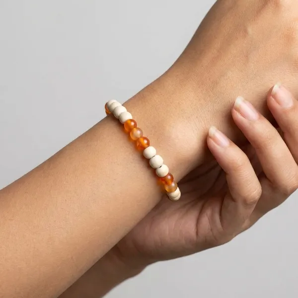 Yellow_And_White_Carnelian_Tulsi_Bracelet_For_Unisex
