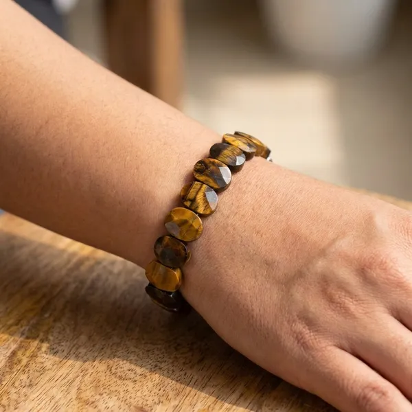 Brown_Tiger_Eye_Flat_Beaded_Bracelet_For_Unisex