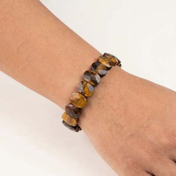Brown_Tiger_Eye_Flat_Beaded_Bracelet_For_Unisex