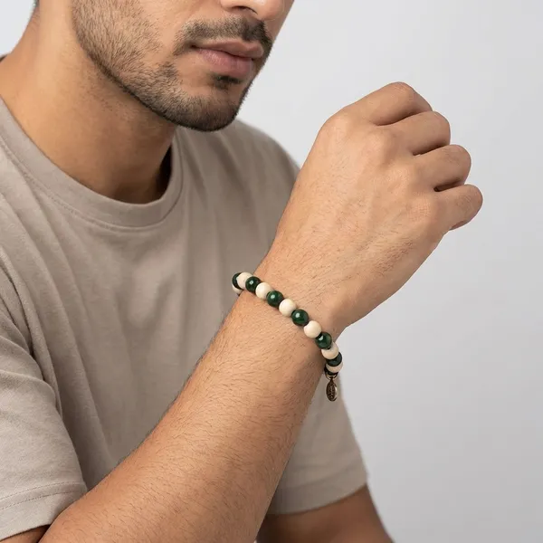 Black_And_White_Green_Jade_Tulsi_Bracelet_For_Unisex