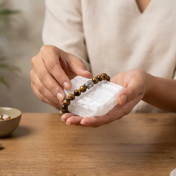 Tiger_Eye_Bracelet_With_Free_Raw_Selenite_Plate