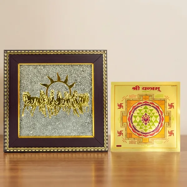 7_Horses_On_Raw_Pyrite_Frame_With_Free_Shree_Yantra_6_Inch