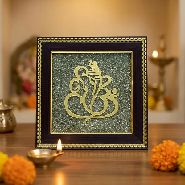 Golden_And_Grey_Ganesh_Ji_On_Raw_Pyrite_Frame_For_Unisex
