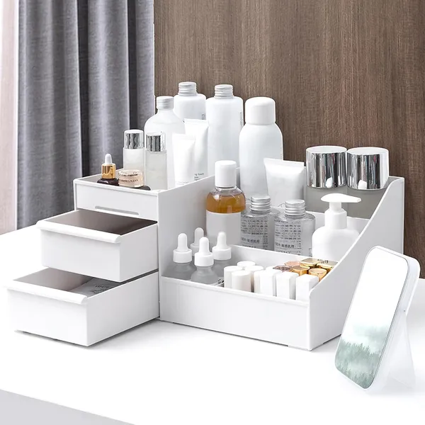Plastic_Desktop_Organizer_Box_With_Pull-Out_Drawer__Small_Storage_Container_For_Office,_Home_And_Craft_Supplies