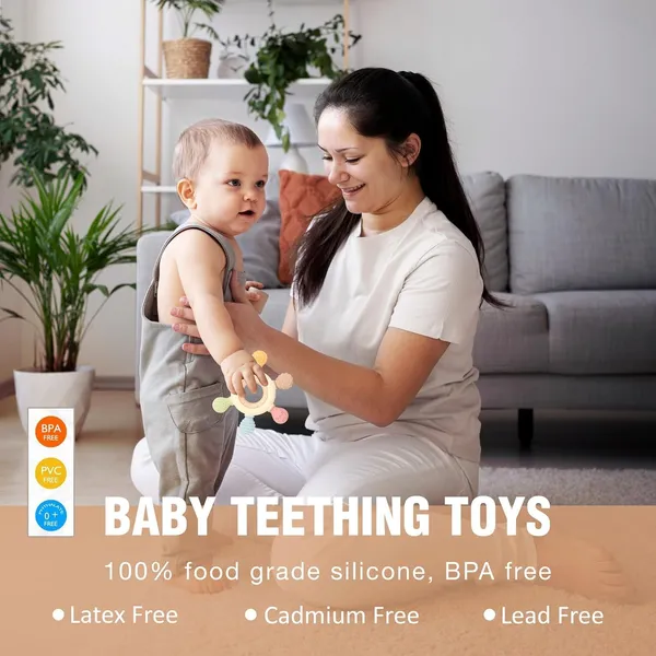 Silicone_And_Wood_Baby_Teether_For_3+_Months__Bpa-Free_Natural_Teething_Ring_Chew_Toy_For_Infant_Soothing