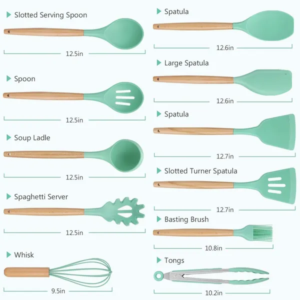 12-Piece_Silicone_Kitchen_Utensils_Set_With_Wooden_Handles__Non-Stick_Spoons,_Spatulas_And_Cookware_Tools_With_Holder