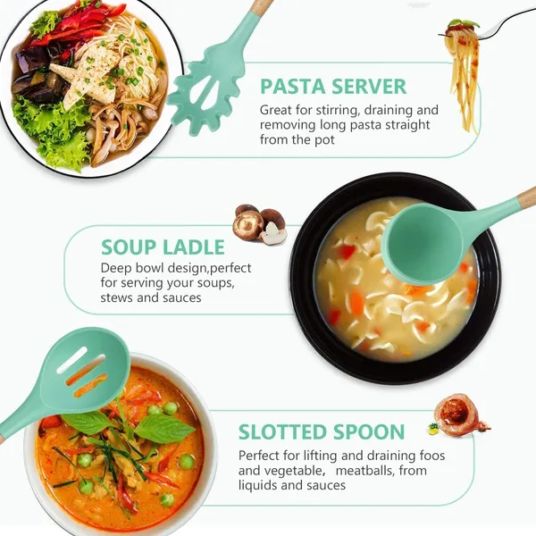 12-Piece_Silicone_Kitchen_Utensils_Set_With_Wooden_Handles__Non-Stick_Spoons,_Spatulas_And_Cookware_Tools_With_Holder
