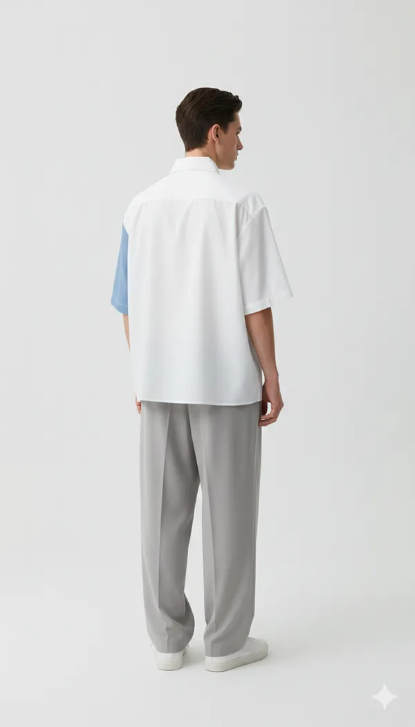 White_Cotton_&_Denim_Shift_Shirt_For_Men