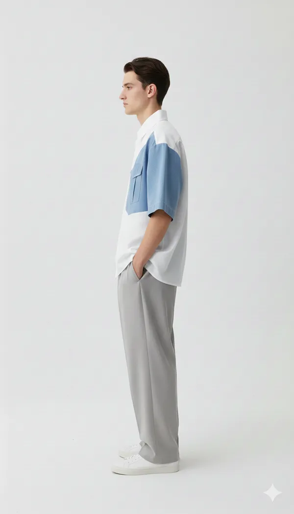 White_Cotton_&_Denim_Shift_Shirt_For_Men