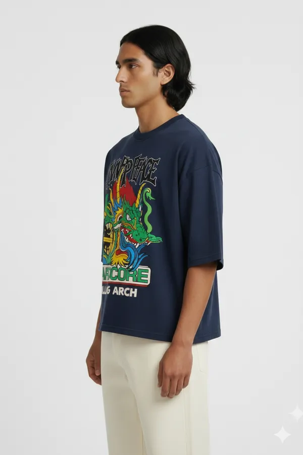 Navy_Blue_Cotton_Heavy_Gsm_Hardcore_Flame_T-Shirt_For_Men