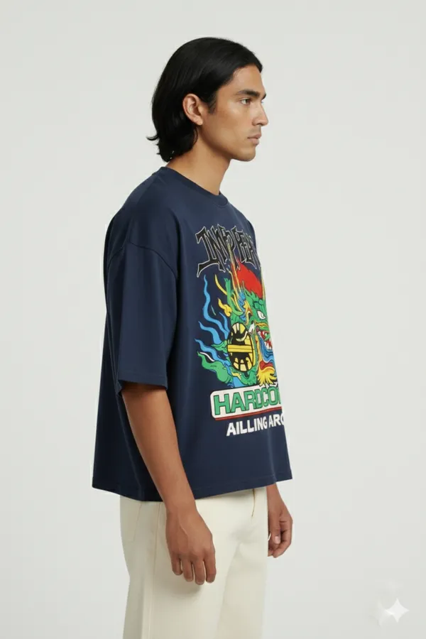 Navy_Blue_Cotton_Heavy_Gsm_Hardcore_Flame_T-Shirt_For_Men