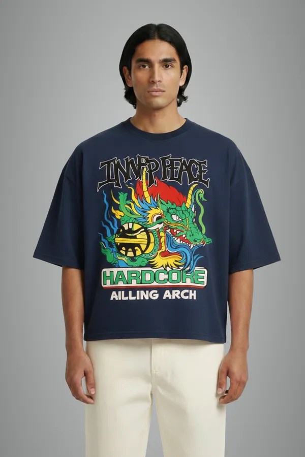 Navy_Blue_and_Grey__Cotton_Heavy_Gsm_Hardcore_Flame_and_Dotted_Pear_Polo_T-Shirt_For_Men