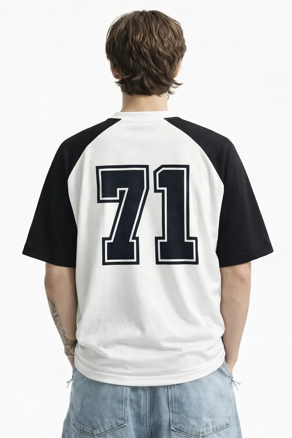 White_And_Black_Cotton_Heavy_Gsm_Off_Track_T-Shirt_For_Men