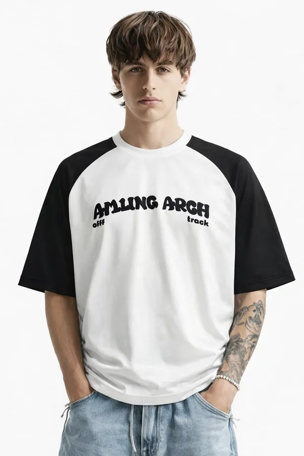 White_And_Black_Cotton_Heavy_Gsm_Off_Track_T-Shirt_For_Men